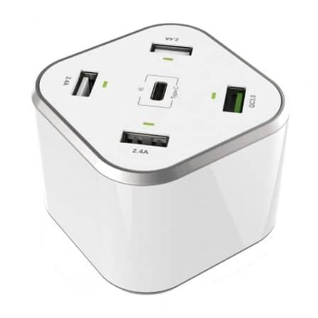 Cargador de Mesa Aisens ASCH-5PQC-W/ 1xUSB Tipo-C/ 4xUSB/ 48W