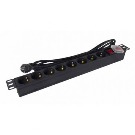 Regleta con Interruptor Phasak BNS 1520/ 8 Tomas de Corriente/ Cable 3m/ Negro