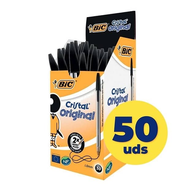 Caja de Bol?grafos de Tinta de Aceite Bic Cristal Original 8373639/ 50 unidades/ Negros