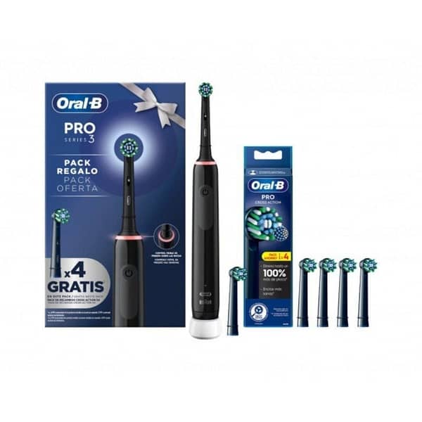 Cepillo Dental Braun Oral-B Series Pro 3 3000/ Incluye 4 Recambios/ Negro