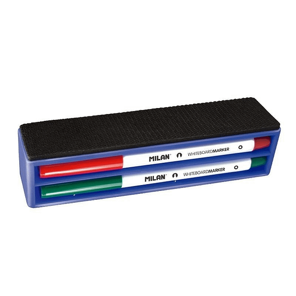 Pack Milan 165894/ Borrador de Pizarra Magn?tico + 4 Rotuladores para Pizarra/  3.7mm/ Colores Surtidos