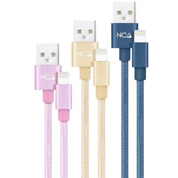 Cables USB 2.0 Lightning Nanocable 10.10.0401-CO2/ USB Macho - Lightning Macho/ 1m/ 3 Unidades/ Rosa, Dorado, Azul Pac?fico