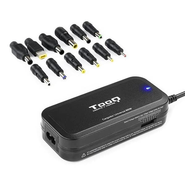 Cargador de Port?til TooQ TQLC-90BS02M/ 90W/ Manual/ 12 Conectores/ Voltaje 15-24V/ 1 USB