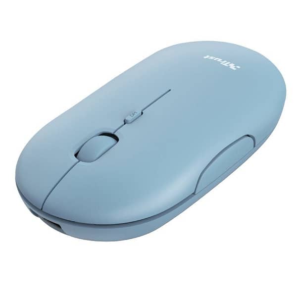 Rat?n Inal?mbrico por Bluetooth Trust Puck/ Bater?a recargable/ Hasta 1600 DPI/ Azul