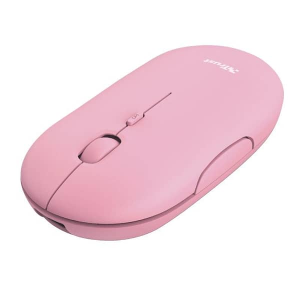 Rat?n Inal?mbrico por Bluetooth Trust Puck/ Bater?a recargable/ Hasta 1600 DPI/ Rosa