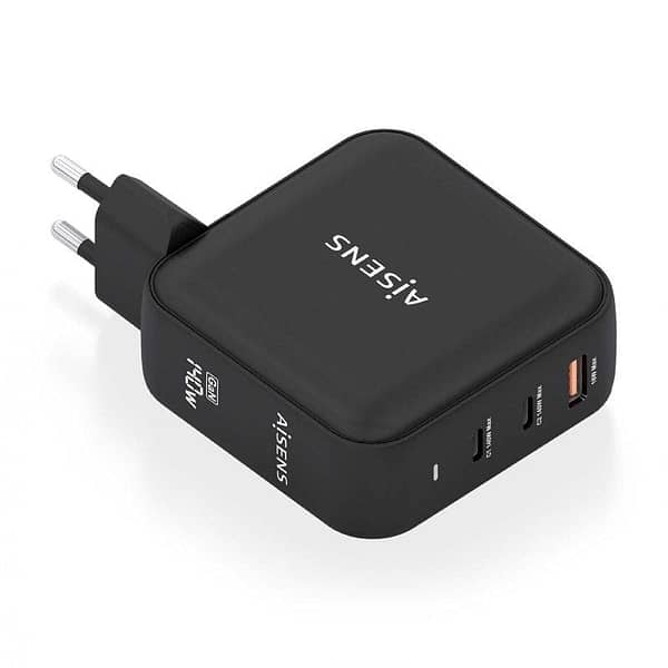 Cargador de Pared GaN Aisens ASCH-140W3P031-BK/ 2xUSB Tipo-C/ 1xUSB/ 140W