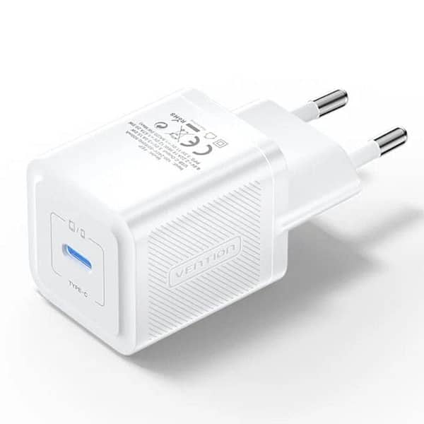 Cargador de Pared GaN Vention FEPW0-EU/ 1xUSB Tipo-C/ 20W