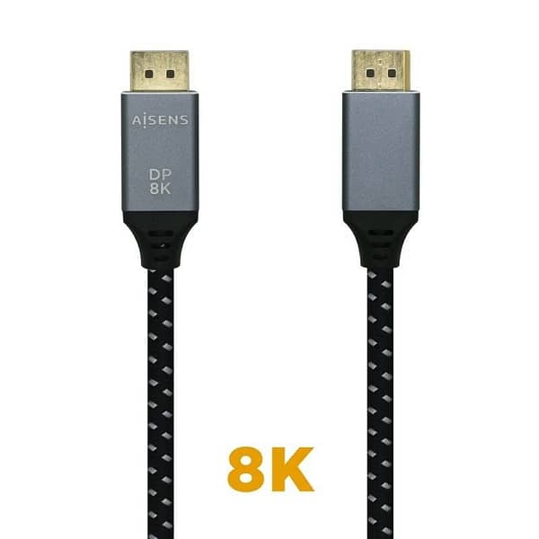 Cable DisplayPort 1.4 8K Aisens A149-0435/ DisplayPort Macho - DisplayPort Macho/ 1m/ Negro Gris