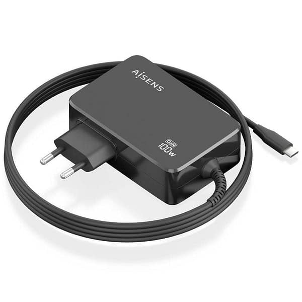 Cargador de Port?til GaN Aisens ASCH-1PD100WL50-BK USB Tipo-C/ 100W/ Autom?tico/ Voltaje 5-20V