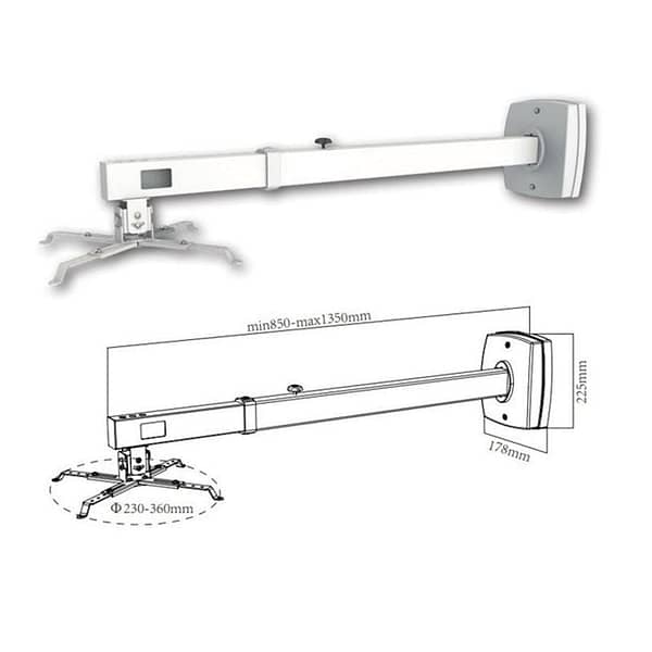 Soporte de Pared para Proyector Approx appSV03P/ Extensible/ hasta 10kg