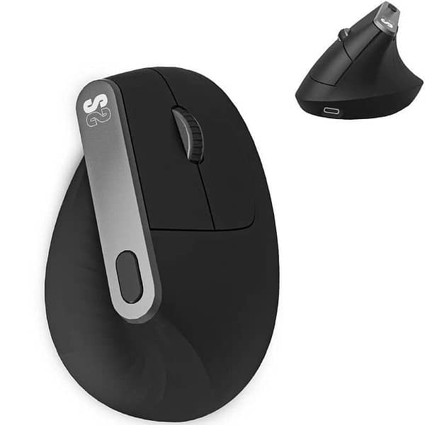 Rat?n Ergon?mico Inal?mbrico por Bluetooth/ 2.4GHz Subblim Nature Vertical Ergo Dual Battery/ Bater?a Recargable/ Hasta 4000 DPI/ Negro