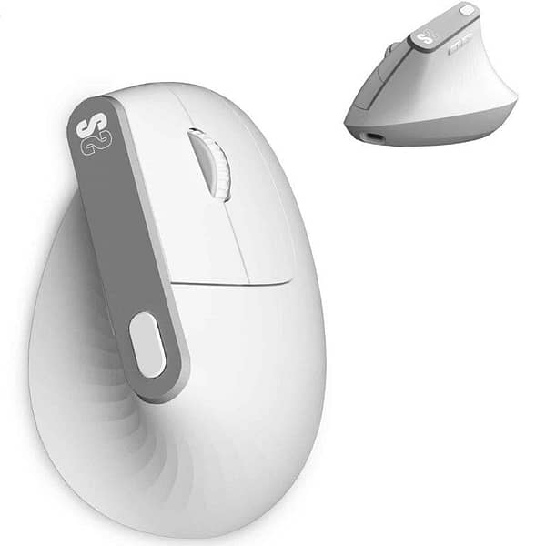 Rat?n Vertical Inal?mbrico por Bluetooth/ 2.4GHz Subblim Nature Vertical Ergo Dual Battery/ Bater?a Recargable/ Hasta 4000 DPI/ Blanco
