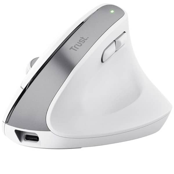 Rat?n Vertical Inal?mbrico por Bluetooth Trust Bayo+/ Bater?a Recargable/ Hasta 2400 DPI/ Blanco
