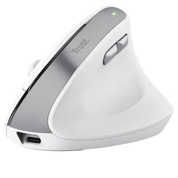 Rat?n Vertical Inal?mbrico Trust Bayo II/ Bater?a recargable/ Hasta 2400 DPI/ Blanco