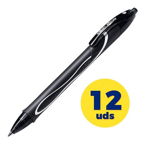 Caja de Bol?grafos de Tinta de Gel Retr?ctil Bic Gelocity Quick Dry 949873/ 12 unidades/ Negros