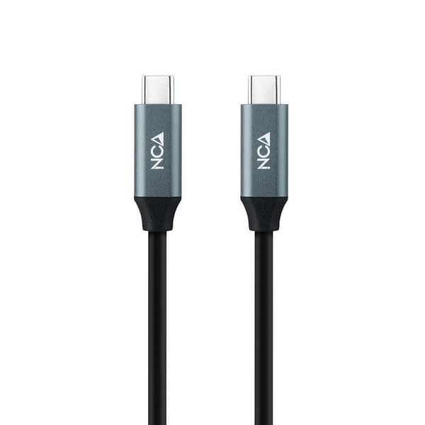 Cable USB 3.2 Nanocable 10.01.4300/ USB Tipo-C Macho - USB Tipo-C Macho/ Hasta 100W/ 50cm/ Gris y Negro