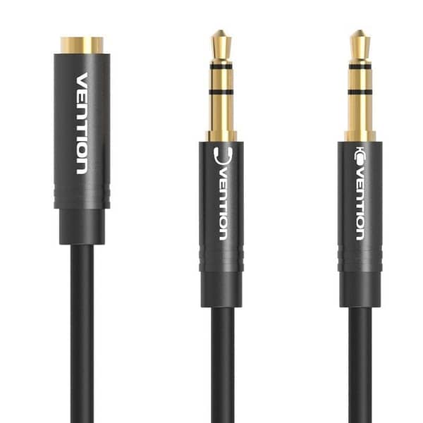 Cable Est?reo Vention BBOBY/ 2x Jack 3.5 Macho - Jack 3.5 Hembra/ 30cm/ Negro